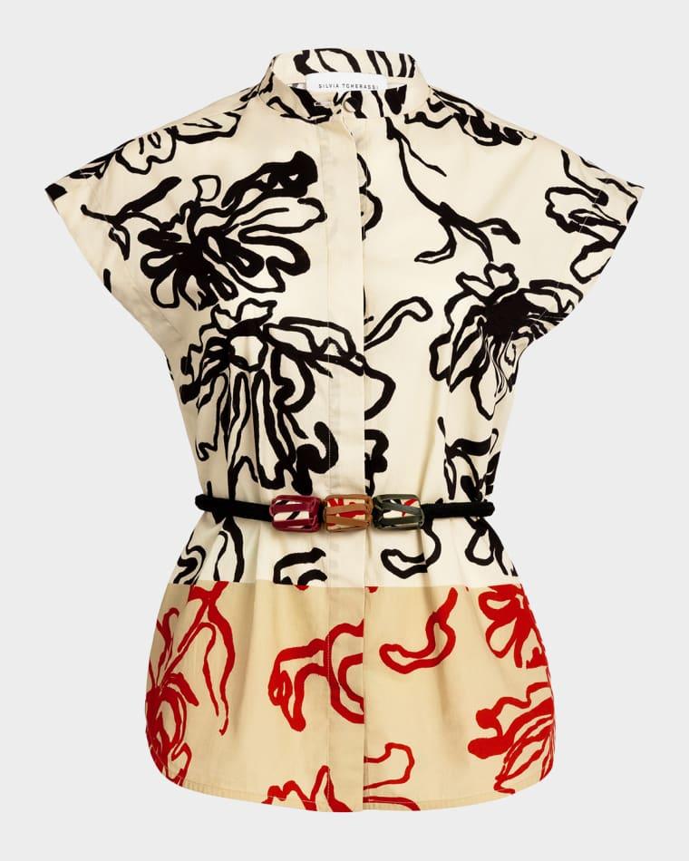 Adele Belted Floral Blouse by SILVIA TCHERASSI