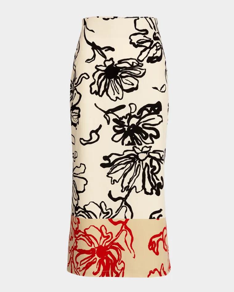 Atira Sketch-Print High-Waist Midi Skirt by SILVIA TCHERASSI