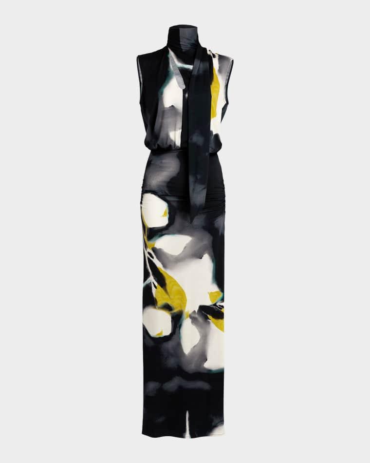 Cody Scarf-Neck Floral Sleeveless Maxi Dress by SILVIA TCHERASSI