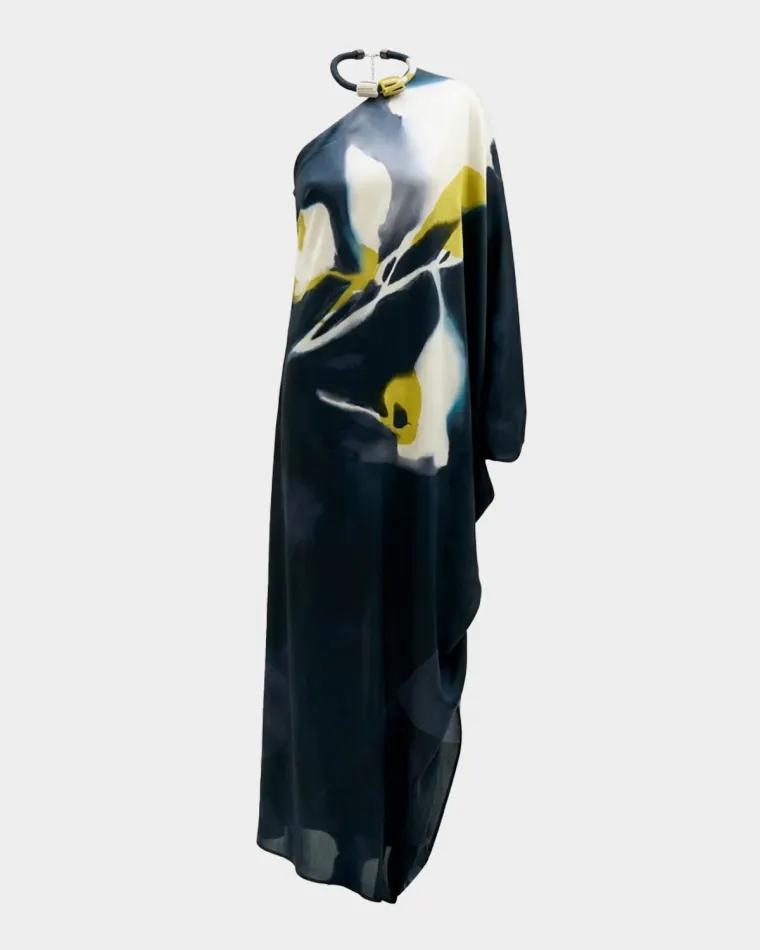 Erica Floral Silk One-Shoulder Maxi Dress by SILVIA TCHERASSI