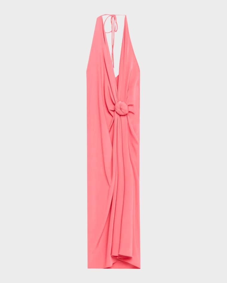 Guadalupe Knotted Backless Halter Midi Dress by SILVIA TCHERASSI