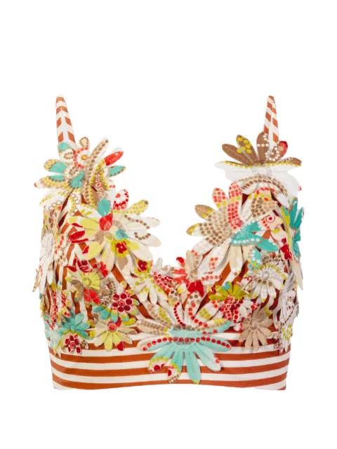 Ibbie flower striped top by SILVIA TCHERASSI