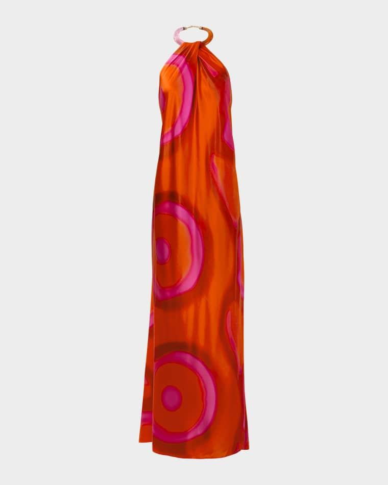 Jesse Abstract-Print Backless Halter Maxi Dress by SILVIA TCHERASSI