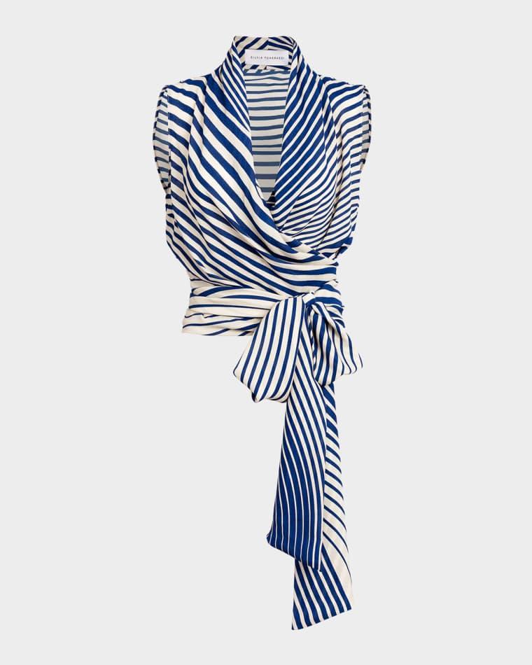 Joaquina Striped Wrap Blouse by SILVIA TCHERASSI