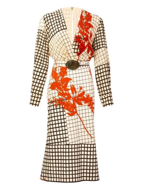 Kadira geometric-print belted midi dress by SILVIA TCHERASSI