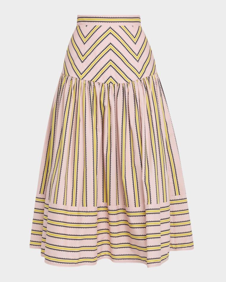Kristina Striped Drop-Waist Midi Skirt by SILVIA TCHERASSI