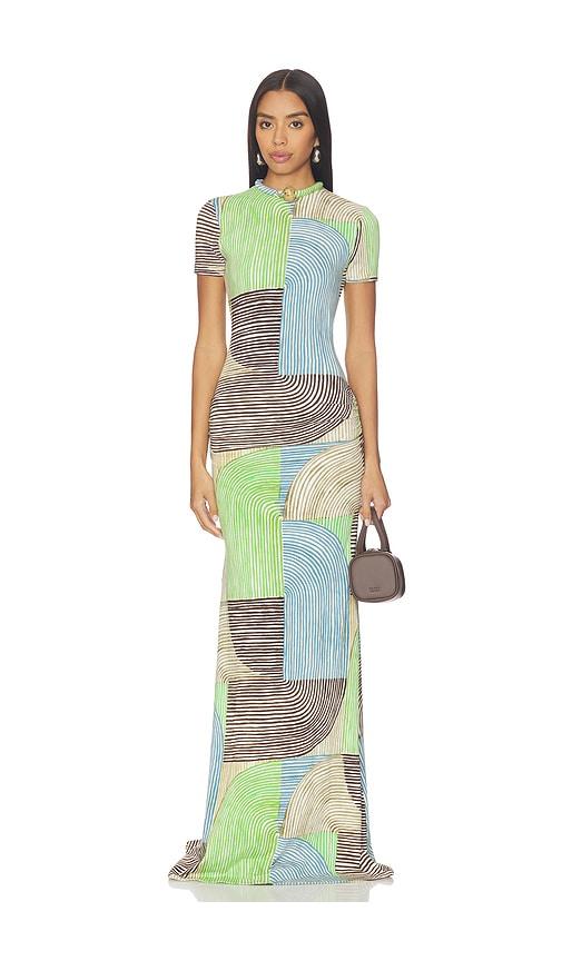 SILVIA TCHERASSI Yara Dress in Green, Brown by SILVIA TCHERASSI SILVIA TCHERASSI Yara Dress in Green, Brown by SILVIA TCHERASSI