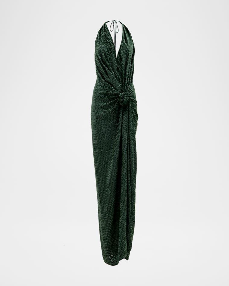 Torgiano Knotted Velvet Halter Maxi Dress by SILVIA TCHERASSI