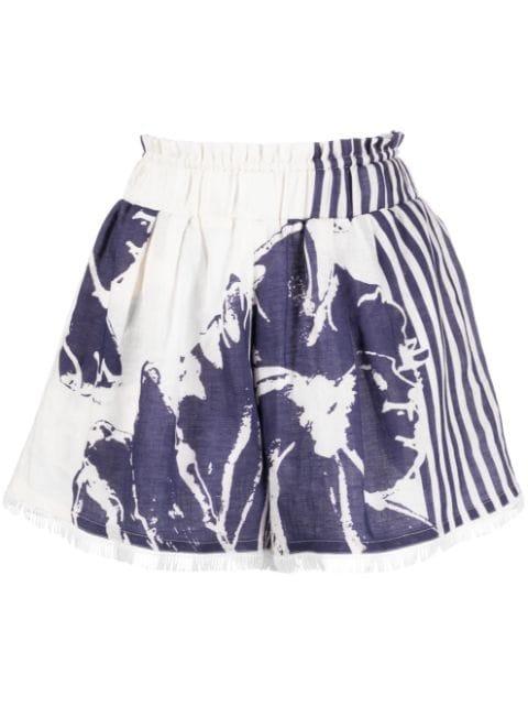 floral-print striped cotton shorts by SILVIA TCHERASSI