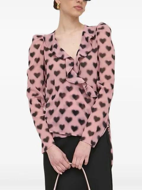 heart-print ruffled blouse by SILVIAN HEACH