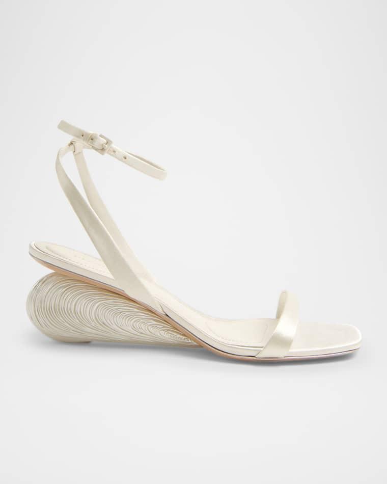 65mm Bridget Satin Oyster Wedge Sandals by SIMKHAI