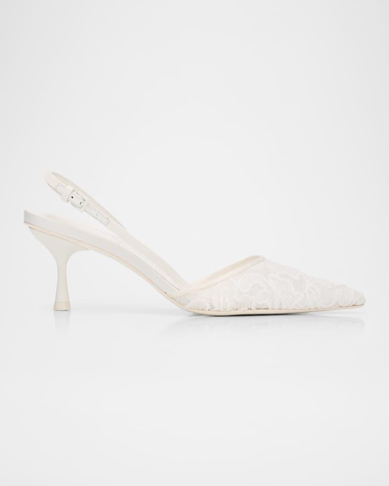 65mm Dylan Lace Slingback Pumps by SIMKHAI