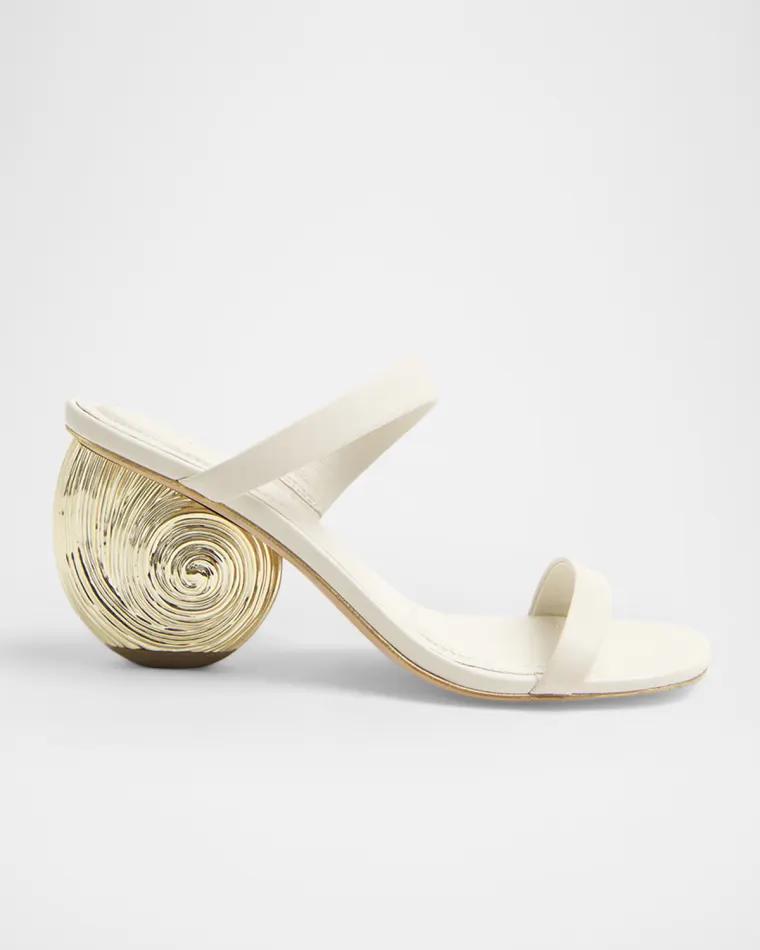 75mm Marion Leather Oyster Mule Sandals by SIMKHAI