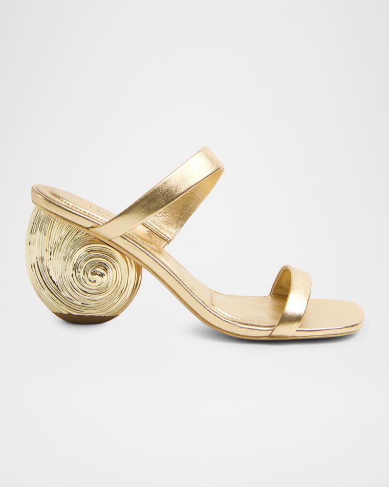 75mm Marion Metallic Leather Oyster Mule Sandals by SIMKHAI
