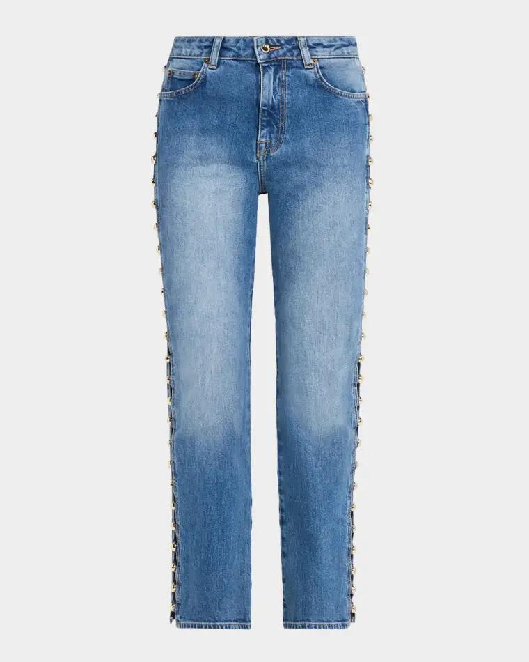 Amelia Embellished Straight Jeans by SIMKHAI