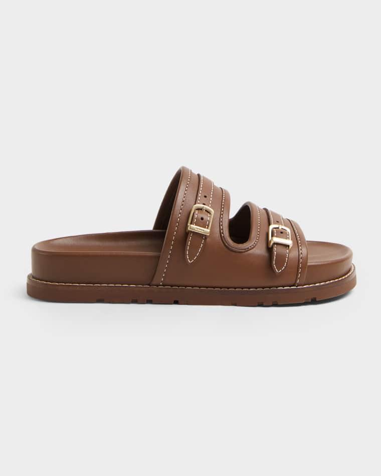 Aura Leather Pool Slide Sandals by SIMKHAI