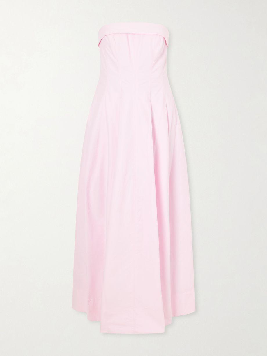 Avril strapless pleated cotton-blend gown by SIMKHAI
