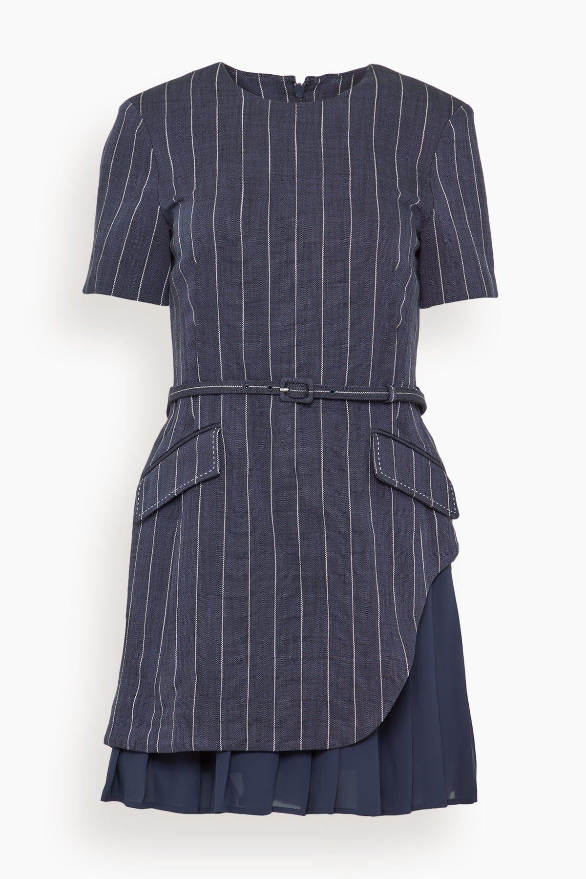 Blakely Short Sleeve Mini Dress in Midnight Stripe by SIMKHAI