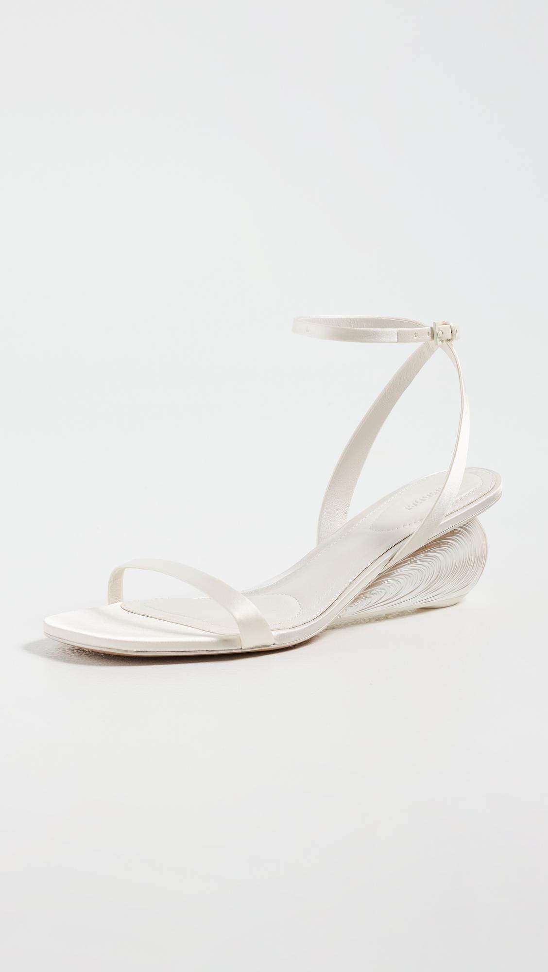 Bridget Satin Oyster Shell Wedge Sandals by SIMKHAI