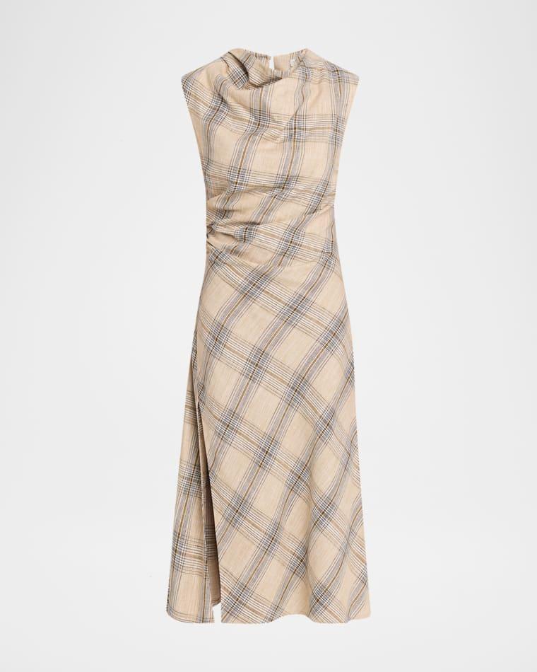 Burke Draped Plaid Midi Dress by SIMKHAI