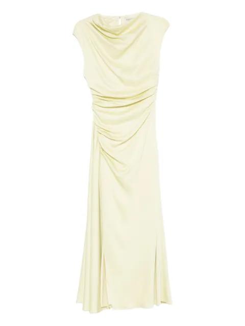 Burke draped gathered satin midi dress by SIMKHAI