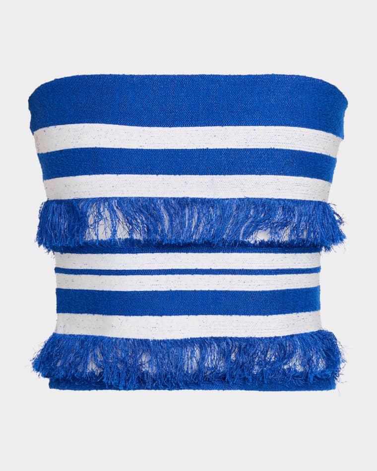 Cairo Knit Fringe Tube Top by SIMKHAI