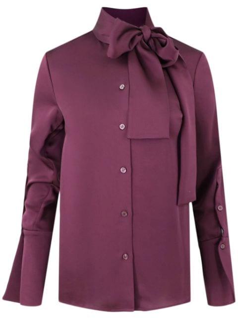 Candela pussy-bow satin shirt by SIMKHAI
