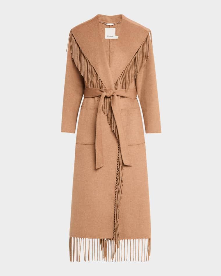 Carrie Belted Fringe Robe Coat by SIMKHAI