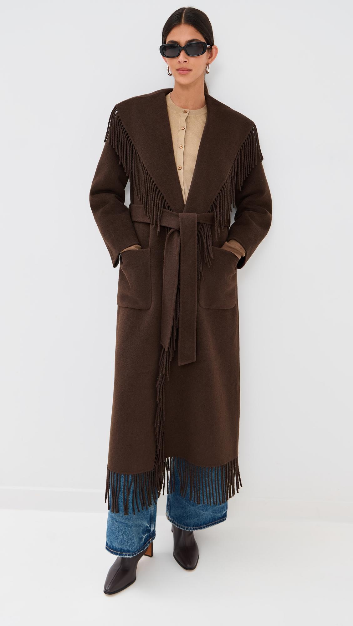 Carrie Fringe Robe Coat by SIMKHAI