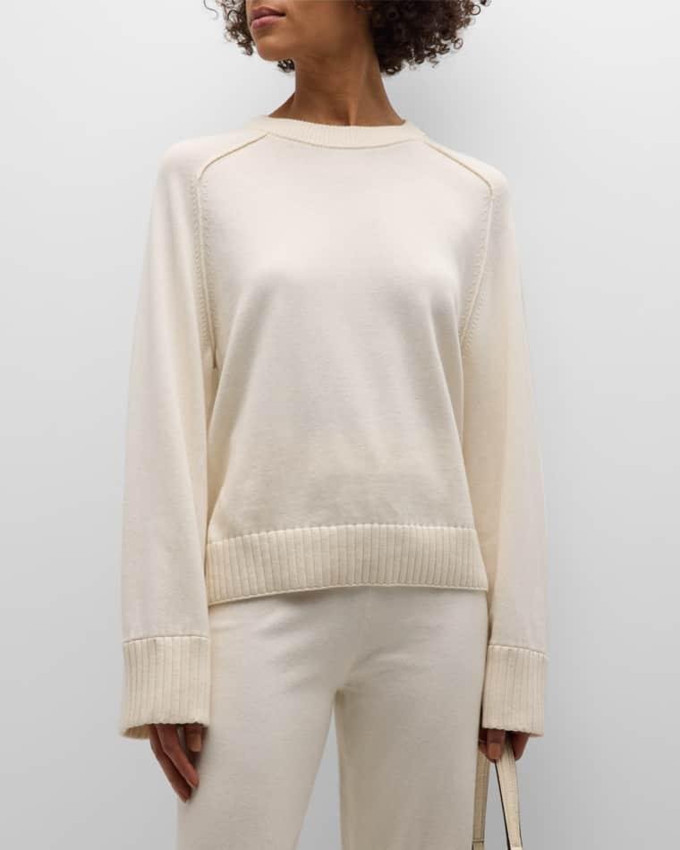 Cashmere Cotton Raglan Crewneck Sweater by SIMKHAI