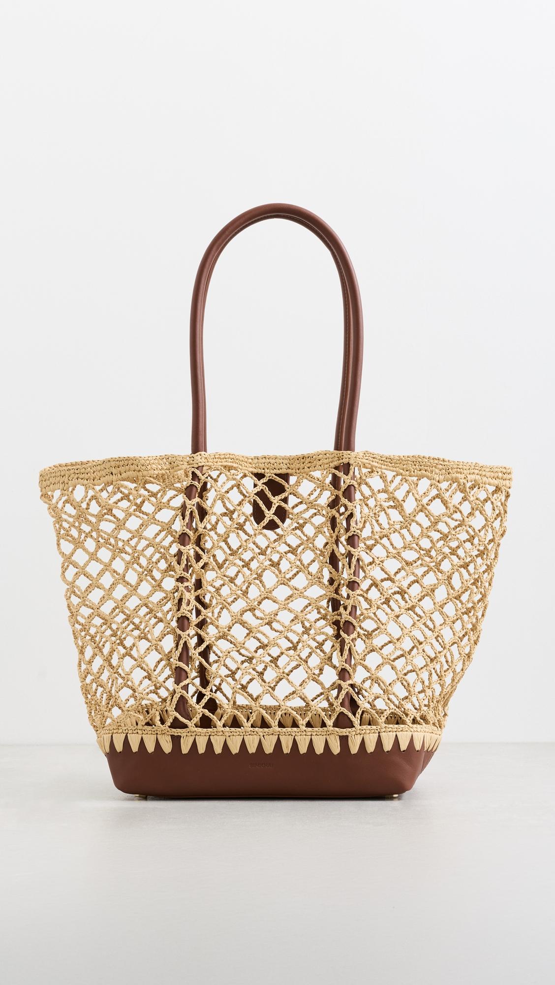 Caspian Raffia Combo Tote Bag by SIMKHAI