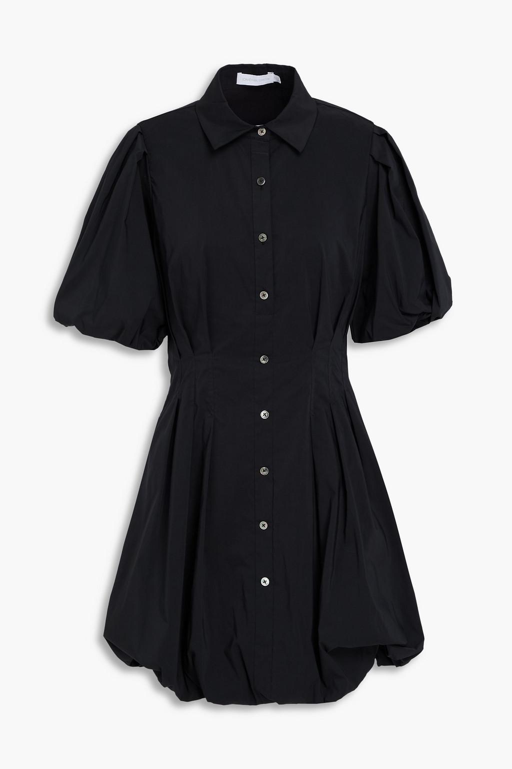 Cleo pintucked cotton-blend poplin mini shirt dress by SIMKHAI