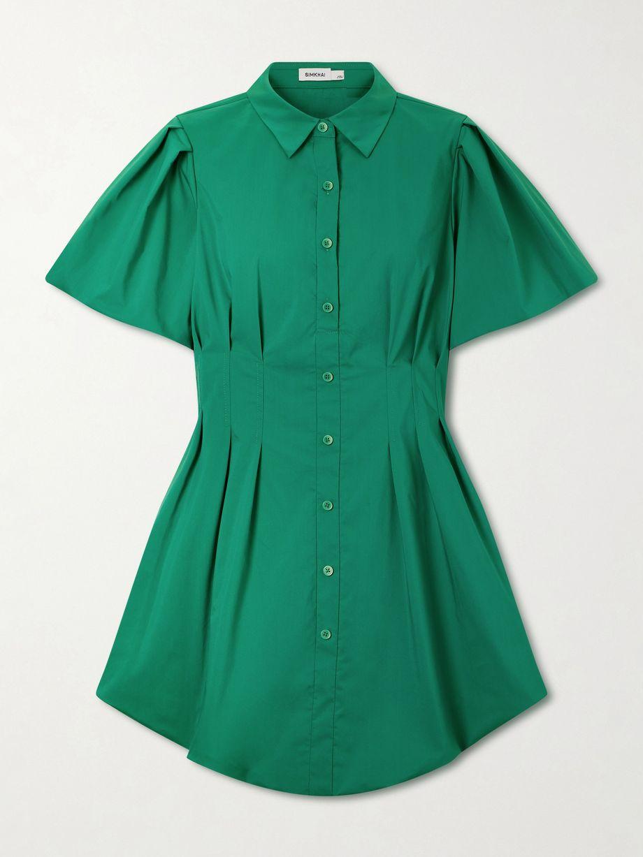 Cleo pleated cotton-blend poplin mini dress by SIMKHAI