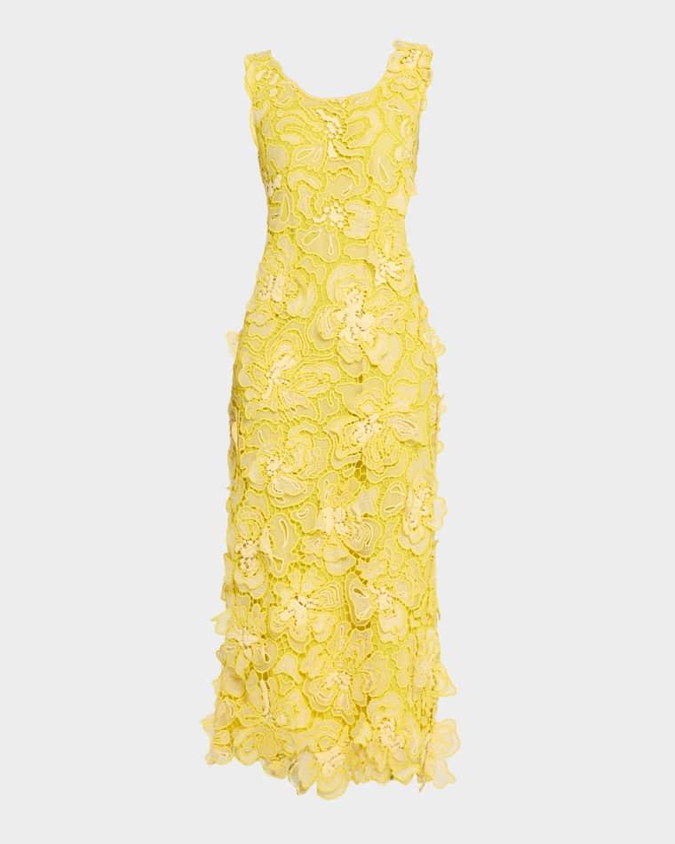 Corinna Cutout Floral Lace Midi Dress by SIMKHAI