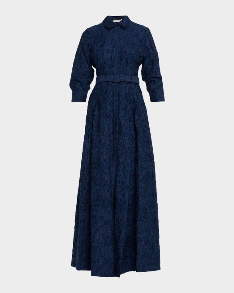 Courtney Belted Organza Jacquard Gown by SIMKHAI