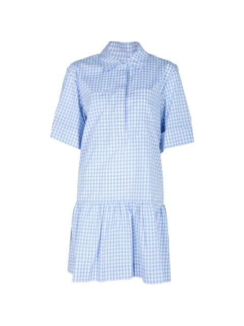 Crissy gingham-check ruffled mini dress by SIMKHAI