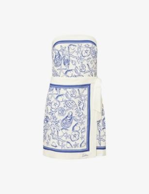 Darbie Strapless Linen-Blend Mini Dress by SIMKHAI