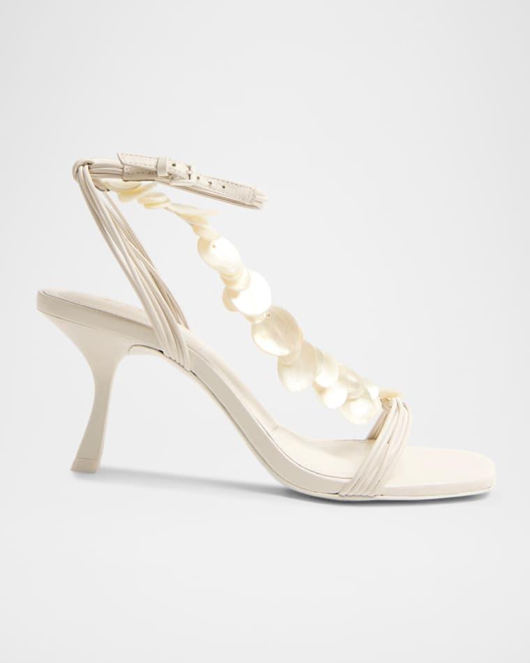 Elin Shell Leather Ankle-Strap Sandals by SIMKHAI