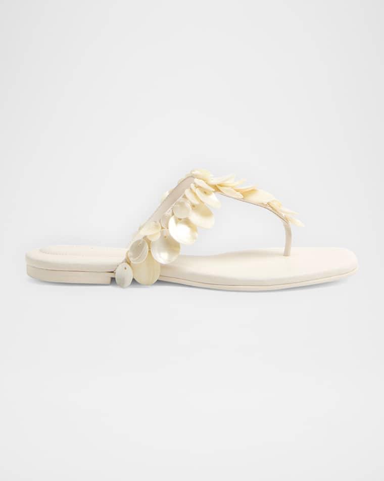 Elin Shell Leather Thong Sandals by SIMKHAI