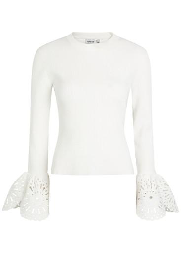 Elyse cutwork stretch-knit top by SIMKHAI