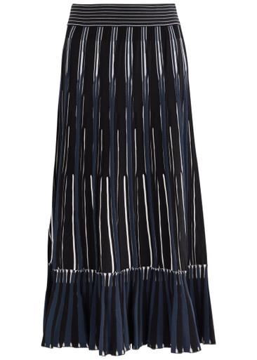 Emerie striped-intarsia knitted midi skirt by SIMKHAI