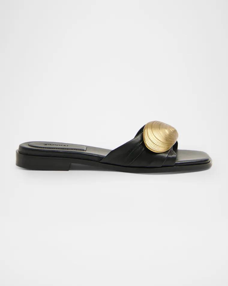 Gigi Oyster Leather Slide Sandals by SIMKHAI