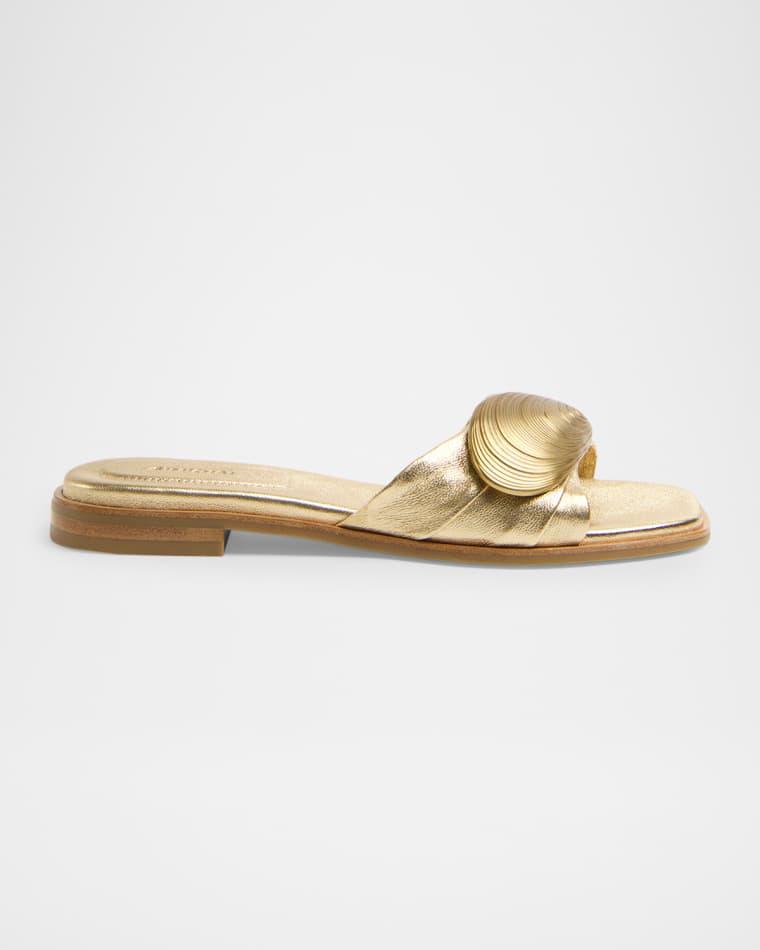 Gigi Oyster Metallic Leather Slide Sandals by SIMKHAI