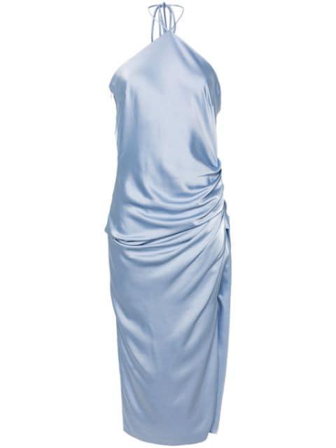 Hansel halterneck satin midi dress by SIMKHAI