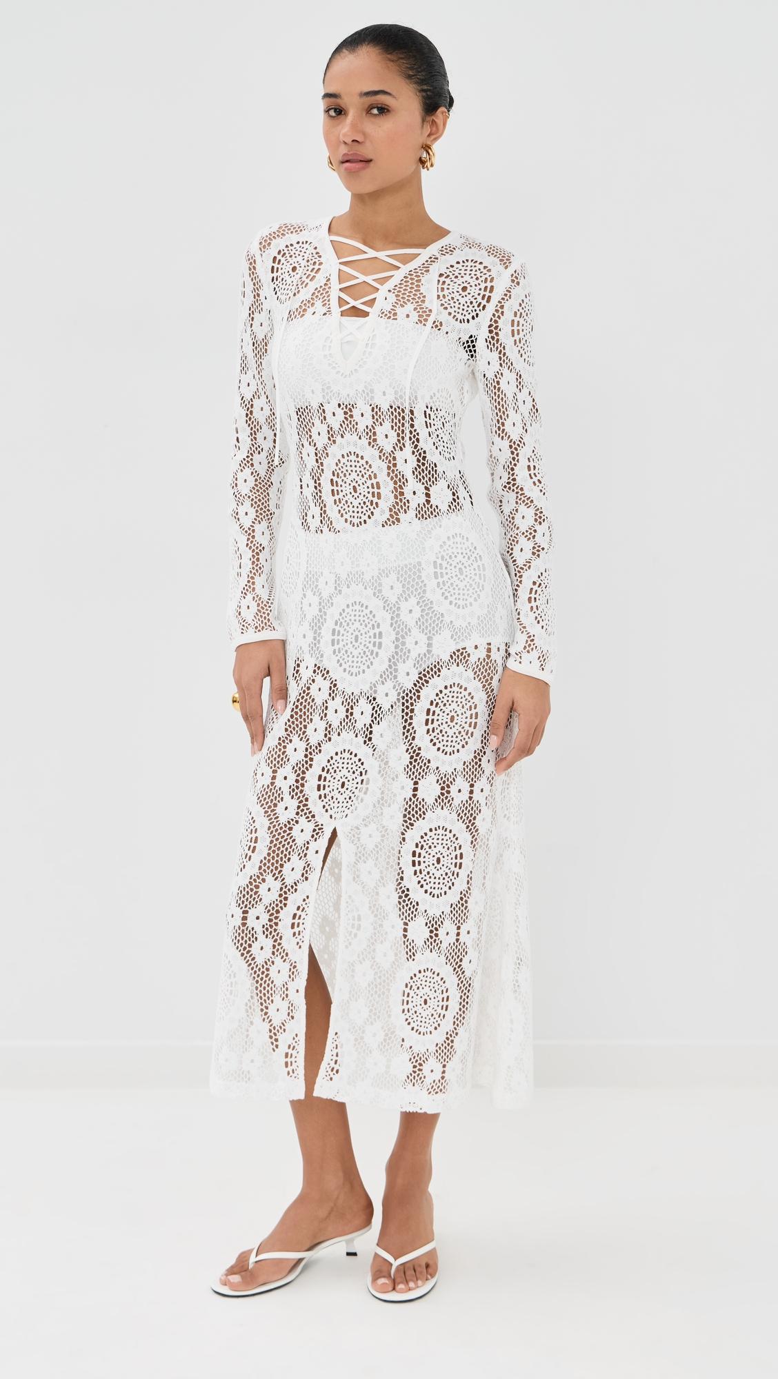 Hawthorne Long Sleeve Lace Up Midi Dress by SIMKHAI