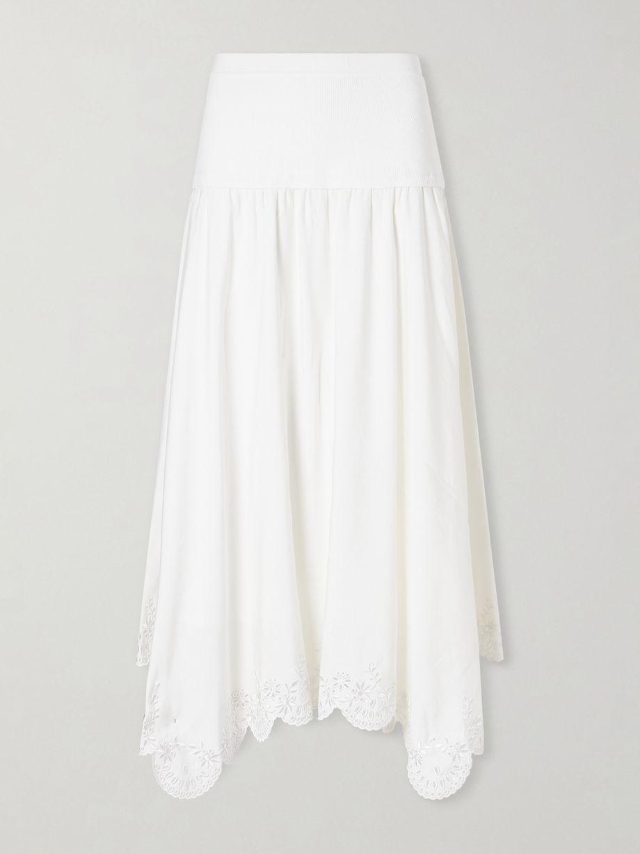 Heaven embroidered linen-blend midi skirt by SIMKHAI