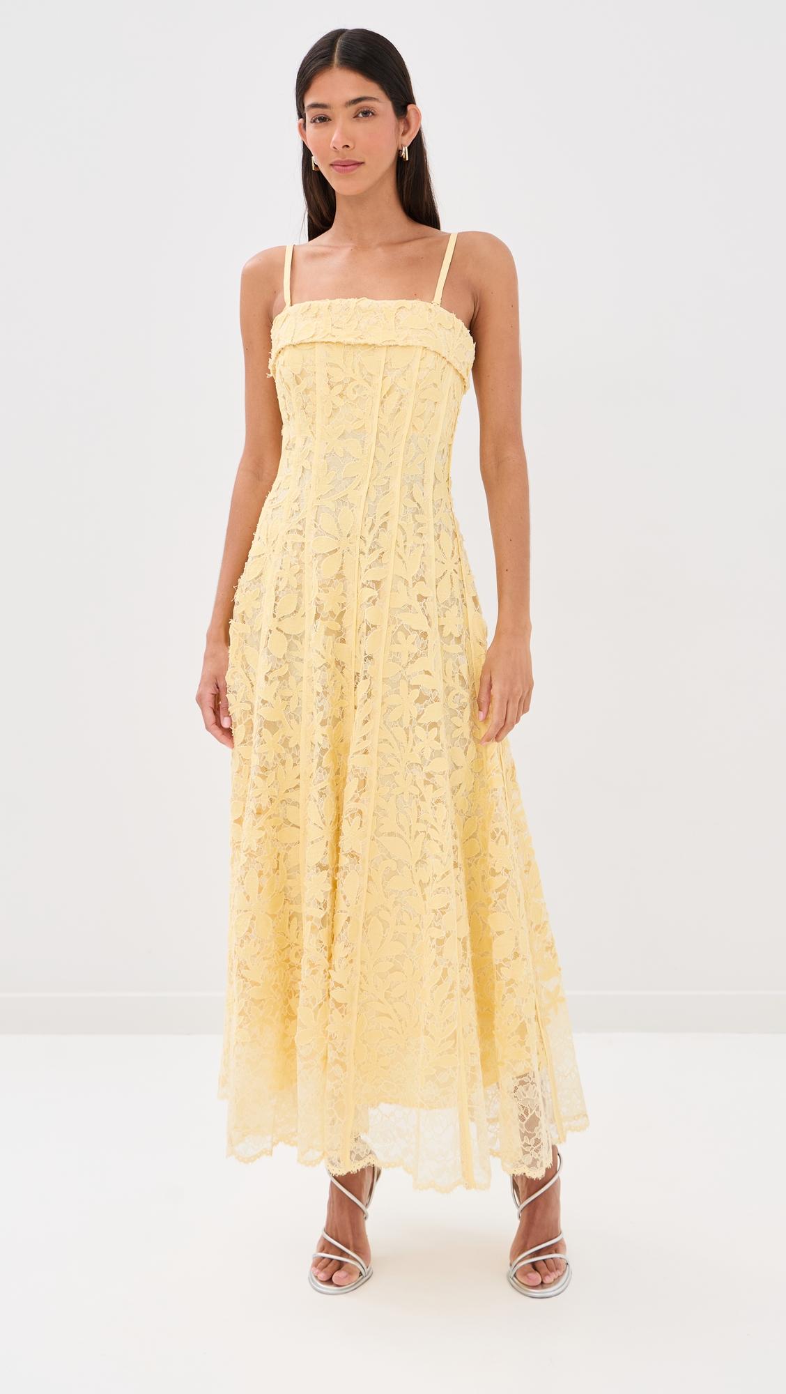 Imogen Cotton Lace Bustier Midi Dress by SIMKHAI
