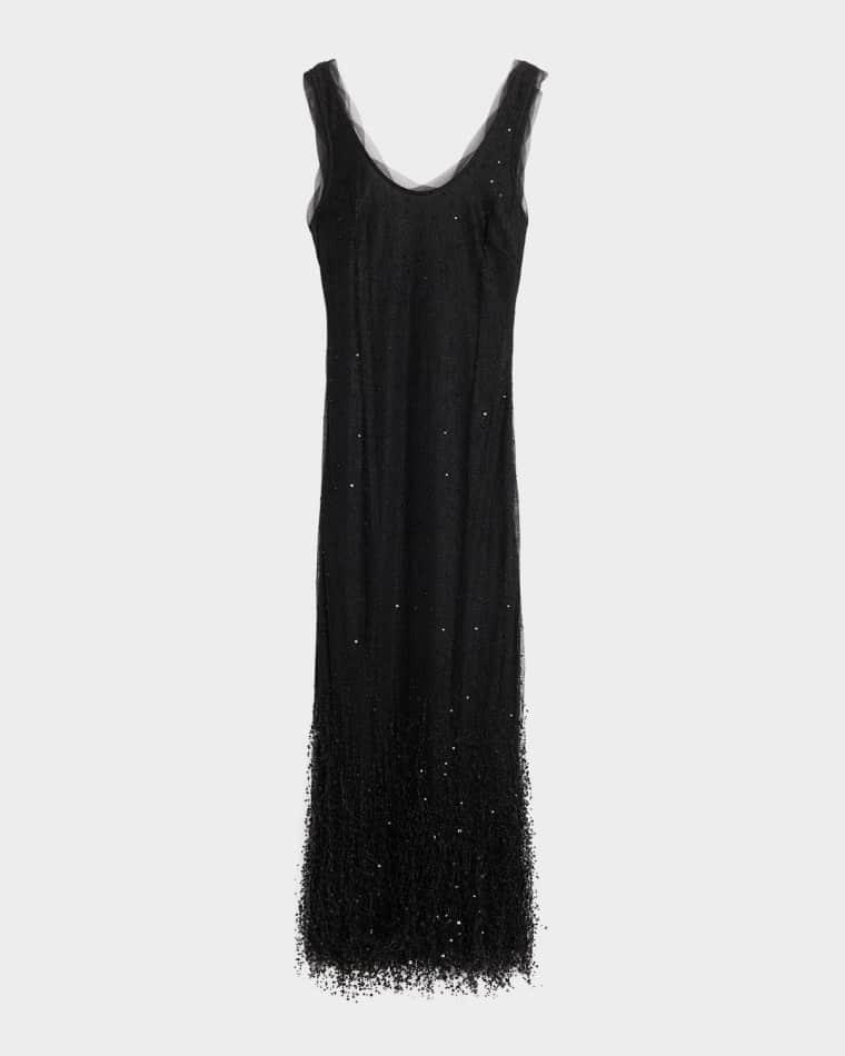 Irisa Beaded Fringe Lace Midi Dress by SIMKHAI