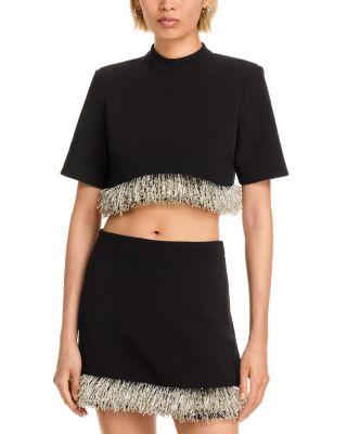 Jalen Fringe Hem Cropped Top by SIMKHAI