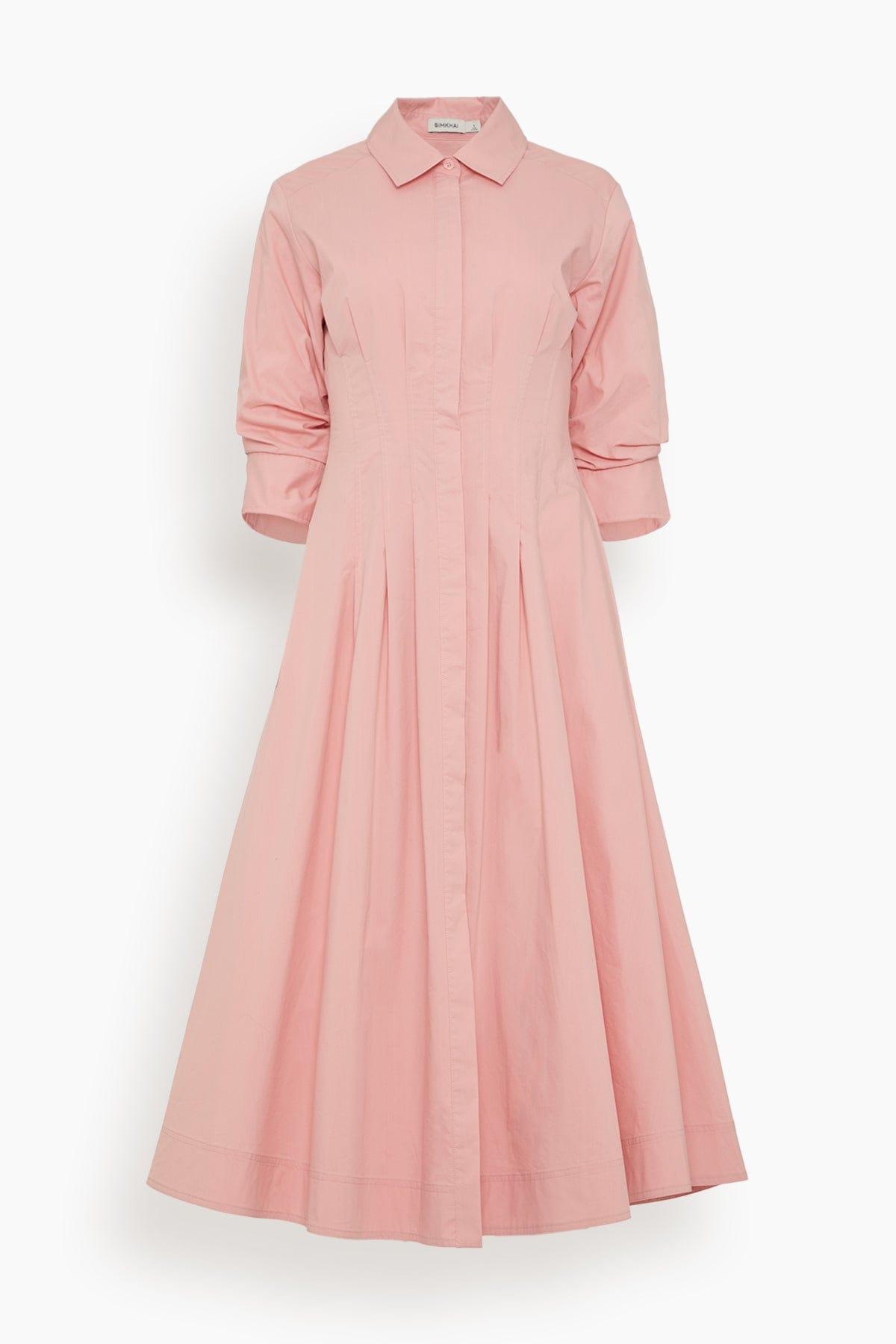 Jazz Pintuck Midi Dress in Dusty Rose by SIMKHAI
